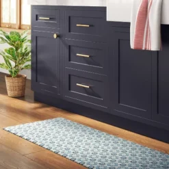 1'6"x5" Medallion Comfort Runner Mat Blue - Threshold™: Skid-Resistant Indoor Kitchen Floor Mat