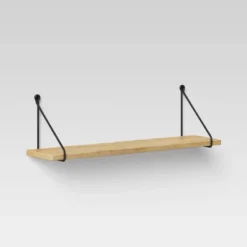 Wood Wall Shelf With Hanging Wire Natural/Black - Threshold™ -Best Home Decoration GUEST 039866d1 045f 491a b1ab e121d0a3d8e9