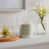 9oz Milky White Glass Woodwick Candle With Wood Lid And Stamped Logo Rainwater Lily - Threshold™ -Best Home Decoration GUEST 0fcfc82c c4d6 45fd 94a5 81a0e8288ba3