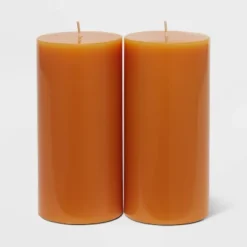 2pk Pillars Vanilla Pumpkin Orange - Threshold™ -Best Home Decoration GUEST 12a6aab2 961f 4784 89cb 7439c8bff678