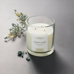 Clear Glass Cypress & Juniper Candle White - Threshold™ Designed With Studio McGee