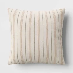 Cotton Flax Woven Striped Square Throw Pillow - Threshold™ -Best Home Decoration GUEST 198ca62a 31c1 4b5d b1dc 9f59aefb0017