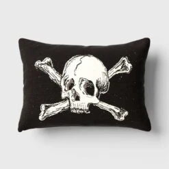 Oversize Skull And Crossbones Woven Cotton Lumbar Halloween Throw Pillow Black - Threshold™ -Best Home Decoration GUEST 1d93023f 85e9 4368 9e88 36202b7344a5