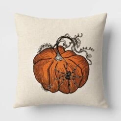 Pumpkin With Spider Cotton Square Halloween Throw Pillow Ivory - Threshold™ -Best Home Decoration GUEST 1ecd4b9d 2a11 42dc a5f9 a644f4927d75