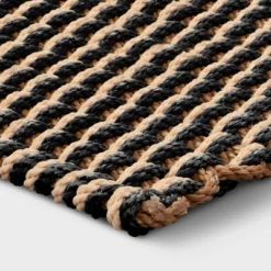 1'6"x2'6" Rope Braided Basket Weave Doormat Black/Brown/Cream - Threshold™ -Best Home Decoration GUEST 2c1c0888 f103 4ac9 9204 1ebd398de602