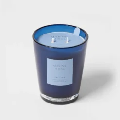 Colored Vase Glass With Dustcover Marine Moss Candle Blue - Threshold™ -Best Home Decoration GUEST 2f74f3e1 96a9 4d09 847e 100c47a93447