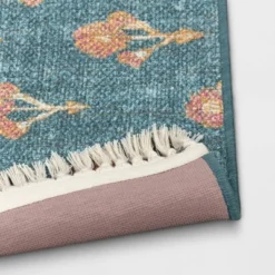 Washable Floral Block Printed Blue Rug Blue - Threshold™ -Best Home Decoration GUEST 3c777149 e6dd 4cef 96ef ab1715f58787