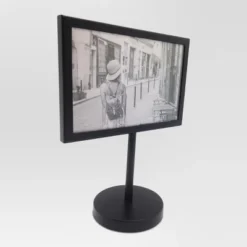 4" X 6" Modern Standing Single Picture Frame Black - Threshold™: Metal, Tabletop Display, Glass Glazing