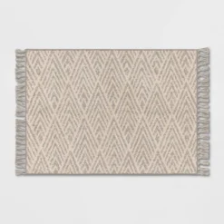 Diamond With Fringe Rug Gray - Threshold™ -Best Home Decoration GUEST 3d35566a 7cb6 48a8 968d cc81e5d838e7