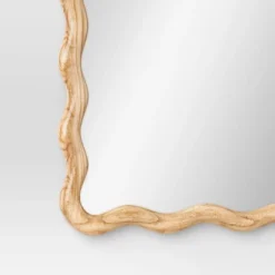 24"x 30" Scalloped Wall Mirror Natural Wood - Threshold™: Modern Style, Rectangle Shape, Wood Frame, Wall Mount -Best Home Decoration GUEST 607ce8fb 915e 430d 8be3 ec81ecfa1b81
