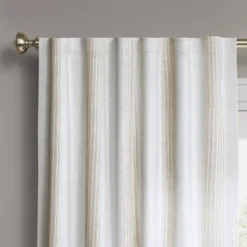 1pc 50"x63" Blackout Block Striped Window Curtain Panel White/Beige - Threshold™