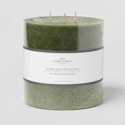 Pillar Candle Water Mint & Eucalyptus Green - Threshold™ -Best Home Decoration GUEST 758ed7d4 2bd7 4340 8e85 d3cb5afa8c79