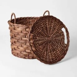 Round Chunky Straight Rattan Basket Dark Brown - Threshold™ Designed With Studio McGee -Best Home Decoration GUEST 9065f204 cc65 411c bfd3 12faea08d503