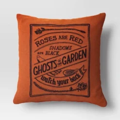 Embroidered Ghosts In The Garden Square Halloween Throw Pillow Orange - Threshold™ -Best Home Decoration GUEST 940441dc 54cb 444d 997a c7665744f61a