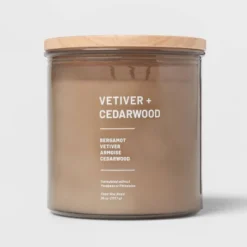 Glass Jar Vetiver And Cedarwood Candle Brown - Threshold™ -Best Home Decoration GUEST 94fa0143 6384 4148 9851 b3c3e6d22167