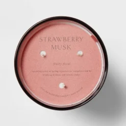 Colored Vase Glass With Dustcover Strawberry Musk Candle Red - Threshold™ -Best Home Decoration GUEST a1481056 0056 434b 8190 eafa8bcfa251