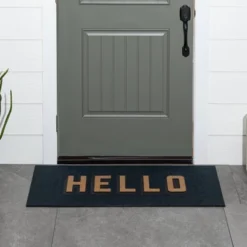 1'7.5"x3'11" 'Hello' Doormat Black/Tan - Threshold™ -Best Home Decoration GUEST a27f9ca5 14a7 4fc2 8728 28e6d1b52f17