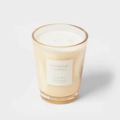 Colored Vase Glass With Dustcover Cashmere Vanilla Candle Ivory - Threshold™ -Best Home Decoration GUEST a291dce8 08cb 4de3 9d0d fe8765311b91