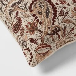 18"x18" Traditional Paisley Square Decorative Pillow Beige/Brown - Threshold™ -Best Home Decoration GUEST a351eb38 e079 493a 9f13 2085eb146f31