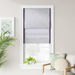 1pc Light Filtering Cordless Linen Blend Roman Window Shade Gray - Threshold™