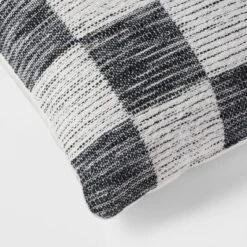 18"x18" Modern Woven Checkerboard Square Decorative Pillow Black - Threshold™: Cotton Fabric, Indoor Paisley & Floral Design -Best Home Decoration GUEST cae60e0c 6252 4308 8c11 b7e7f3344349