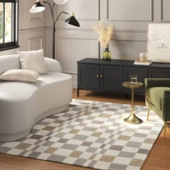 Checkered Woven Flatweave Area Rug White - Threshold™