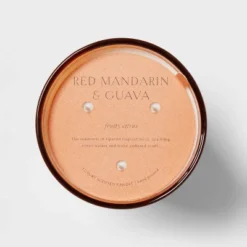 Colored Vase Glass With Dustcover Mandarin & Guava Candle Orange - Threshold™ -Best Home Decoration GUEST d3b0111f a038 45b0 94b7 4c6c85a435e3