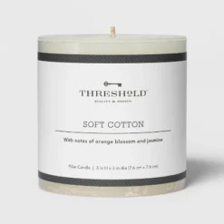 Pillar Candle Soft Cotton White - Threshold™ -Best Home Decoration GUEST d55a5595 2986 4235 8fc7 cb696b617fa6