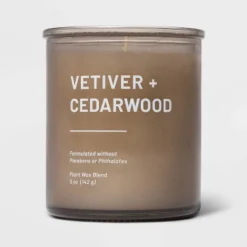 Glass Jar Vetiver And Cedarwood Candle Brown - Threshold™ -Best Home Decoration GUEST dfa4fefe 0ef4 4373 802b 4787eff784da
