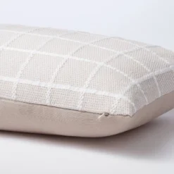 Oblong Woven Grid Decorative Throw Pillow Light Beige - Threshold™ Designed With Studio McGee: Cotton Ribbed, Indoor Rectangle Cushion -Best Home Decoration GUEST e0a5a835 1d1f 44e1 8c33 7751ce5df7fc