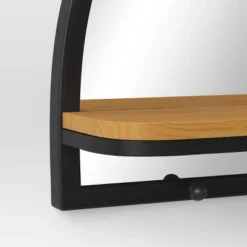 24"x15" Arch Wall Mirror With Shelf And Pegs Brown/Black - Threshold™: Modern Style, Horizontal Orientation, Includes Mounting Hardware -Best Home Decoration GUEST e231dd8f beeb 45b4 8ced 6ab340f72156