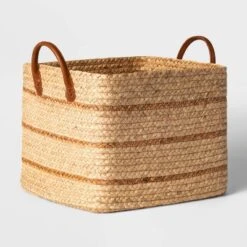 Braided Water Hyacinth Basket With Faux Leather Handles - Threshold™ -Best Home Decoration GUEST e75c136f 3764 438e a3e1 3ff7d3618fa0