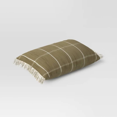 Oversized Cotton Gauze Grid Lumbar Throw Pillow Olive Green - Threshold™ 4 Oversized Cotton Gauze Grid Lumbar Throw Pillow Olive Green - Threshold™ - Image 2