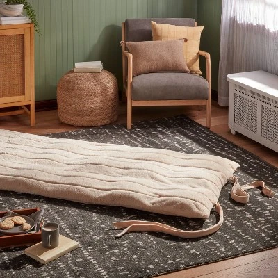 Luxe Channel Faux Fur Lounge Pillow Khaki - Threshold™ 3 Luxe Channel Faux Fur Lounge Pillow Khaki - Threshold™