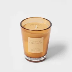 Colored Vase Glass With Dustcover Tobacco And Bergamot Candle Yellow - Threshold™ -Best Home Decoration GUEST f2d322ed 7929 4fe4 80ce 3b86e1456d1f