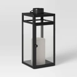 24" X 8" Decorative Metal Lantern Candle Holder Black - Threshold™ -Best Home Decoration GUEST f7a37f39 b593 42a1 9146 273a97636d2a